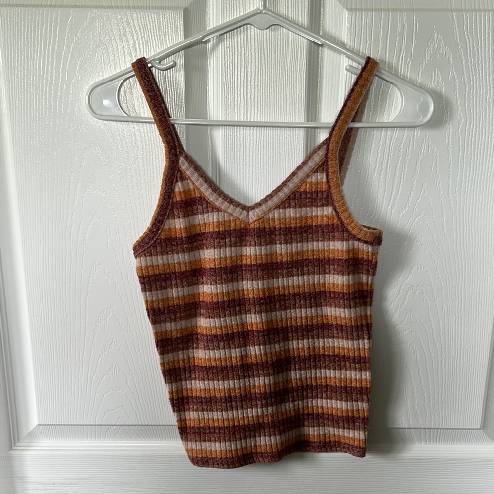 American Eagle Outfitters Ribbed Brown and Orange Camisole